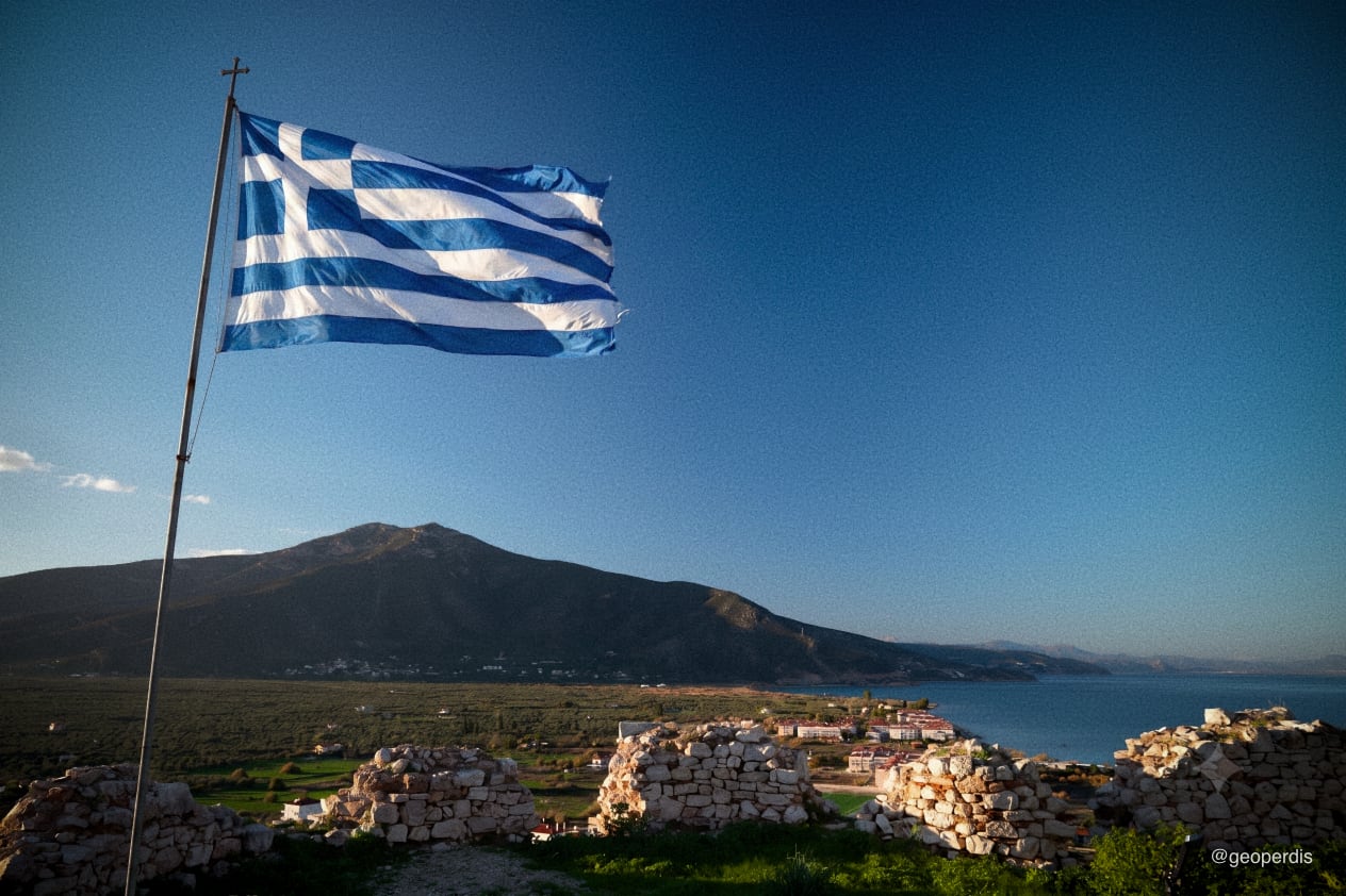 The Thyreatis plain from the castle at Paralio Astros, with Zavitsa in the background